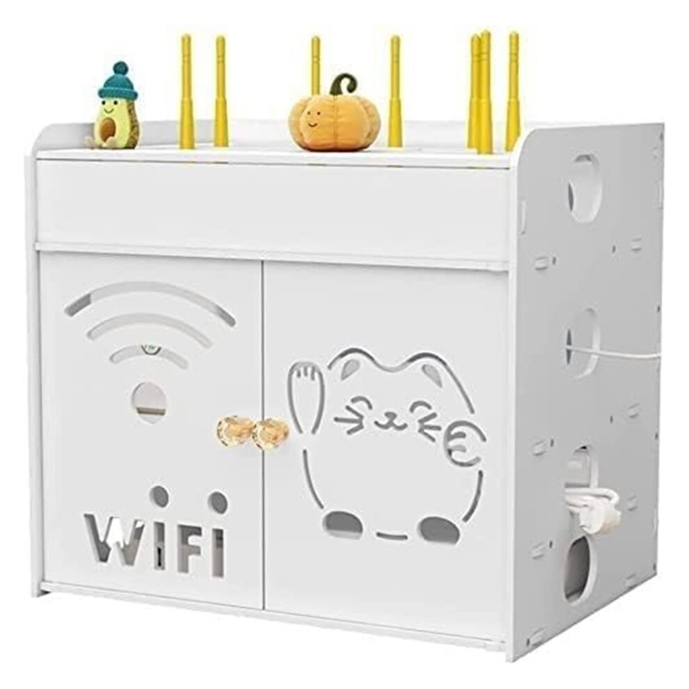 Wifi Router Storage Box With Cable Management, Wall Mounted Shelf For Set Box And Ventilation 9094768011386