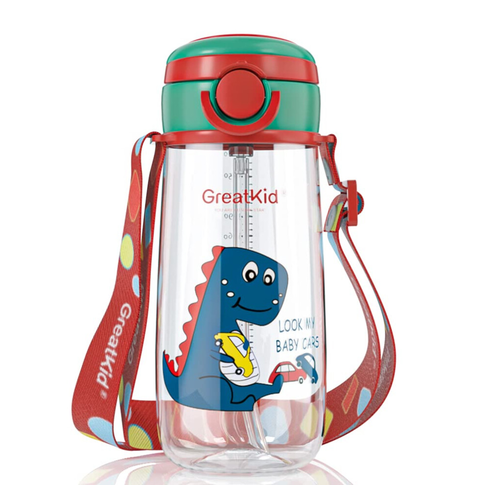 Kids Water Bottle 500Ml With Straw, Leakproof Bpa For Toddlers, School And Outdoor Red