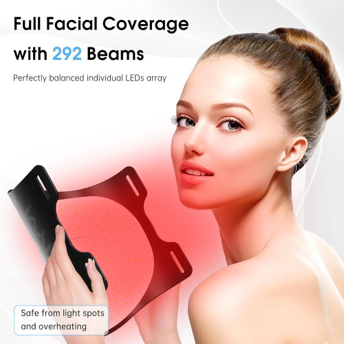 LED Light Therapy Mask with  Power Red Light, FullFace Coverage, Wireless AntiAging Design 1