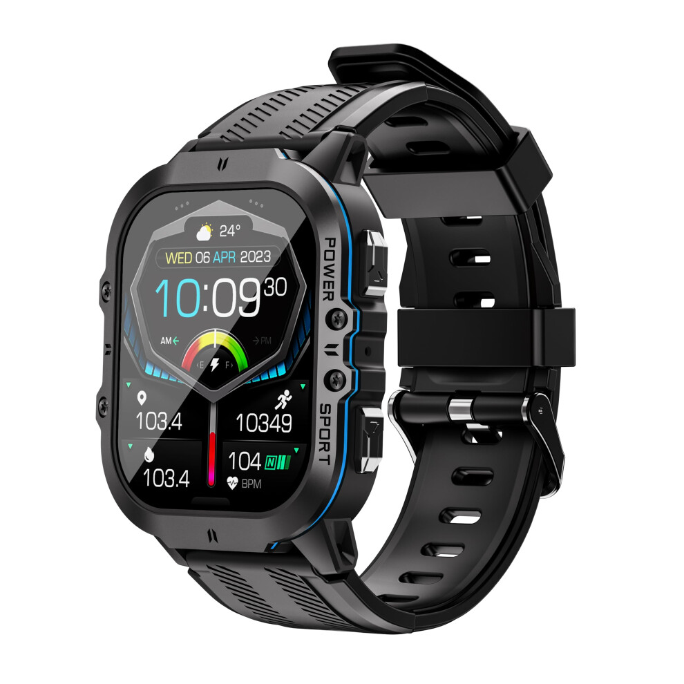 C26 1.96 Inch Amoled Tooth Calling Smartwatch, Waterproof Fitness Tracker With Heart Rate Monitor For Ios And Android (Blue) Blue 9199774785617