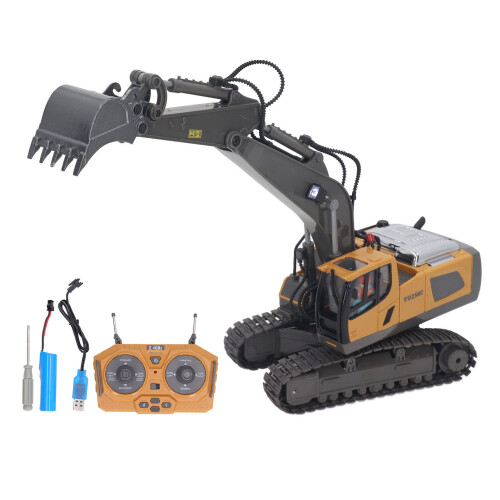 RC Construction Vehicle Remote Control Excavator Full Functional 2.4Ghz Transmitter Auto Pairing Multi Angle Operation Rechargeable Batteries Gift