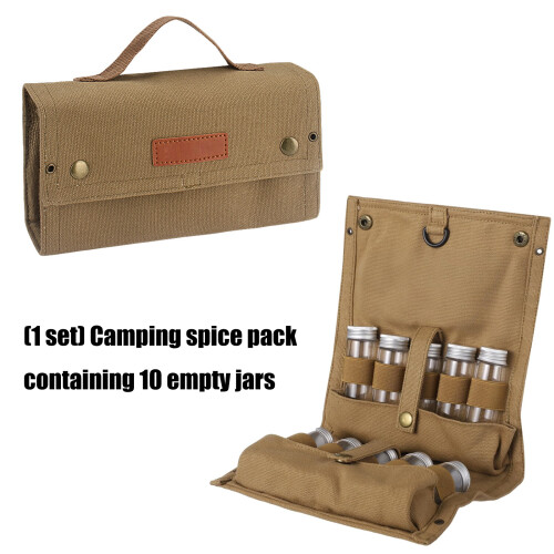 Compact Camping Spices Organizers with 10 Refillable-Army Green 1