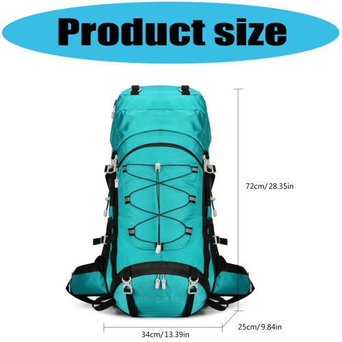 60L Large Capacity Hiking Backpack Water Resistant-Lake blue 2