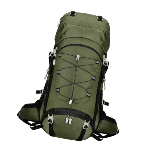 60L Trekking Backpack Waterproof Polyester Outdoor-Dark green