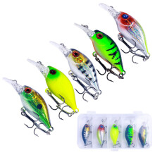 5Pcs Artificial Fish Baits Wobbler Fishing Lures with Tackle Box