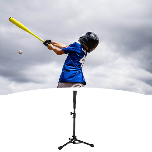Tripods Baseball Softball Hitting Trainer With Adjustable-Black 1