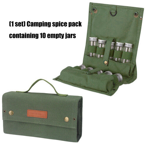 Compact Camping Spices Organizers with 10 Refillable-Army Green 2