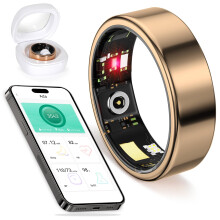 Smart Ring with Blood Pressure Monitoring Waterproof Fitness Tracker Ring Rose Gold 9 for iPhone Android
