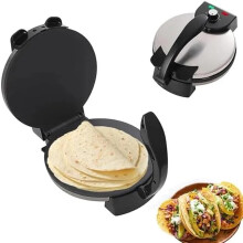 11 Inch Electric Tortilla Maker and Roti Maker, Nonstick Plate, Adjustable Temp, Dual Lights