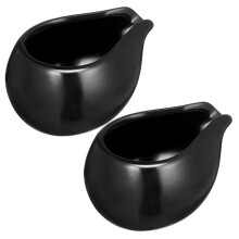 Ceramic Milk Jug and Sauce Cup Set Black 2pcs MultiPurpose with Easy Pour Spout for Kitchen Dining