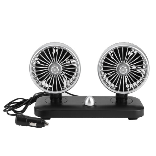 12V Dual Head Car Fan, 180 Rotatable Auto Dashboard Cooling 1