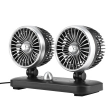 12V Dual Head Car Fan, 180 Rotatable Auto Dashboard Cooling