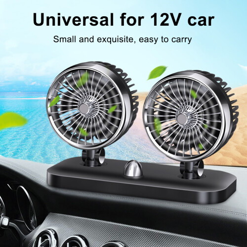12V Dual Head Car Fan, 180 Rotatable Auto Dashboard Cooling 2