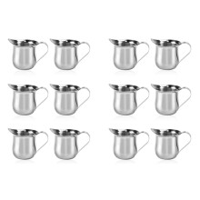 12Pcs 90ml Mini Milk Pitcher Stainless Steel Creamer Jug for Espresso and Coffee Bar