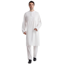 Men's Kaftan White XXL Taiji Clothing Muslim Thobe Robe Set And Trousers Abaya Style Dubai Prayer Wear