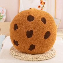 Round Chocolate Chip Cookie Pillow Plush Cushion for Sofa Bed Car 11.81 Inch Cute Decor