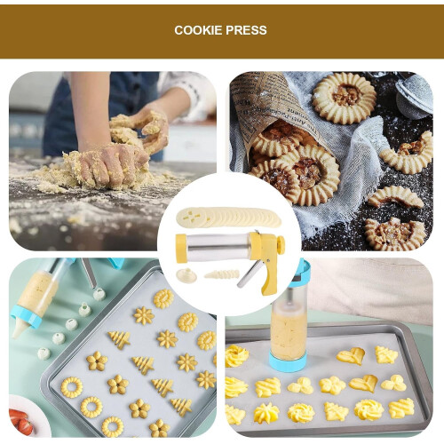 Stainless Steel Cookie Press Kit with Discs and Icing Tips for Multiple Cookie Shapes 2