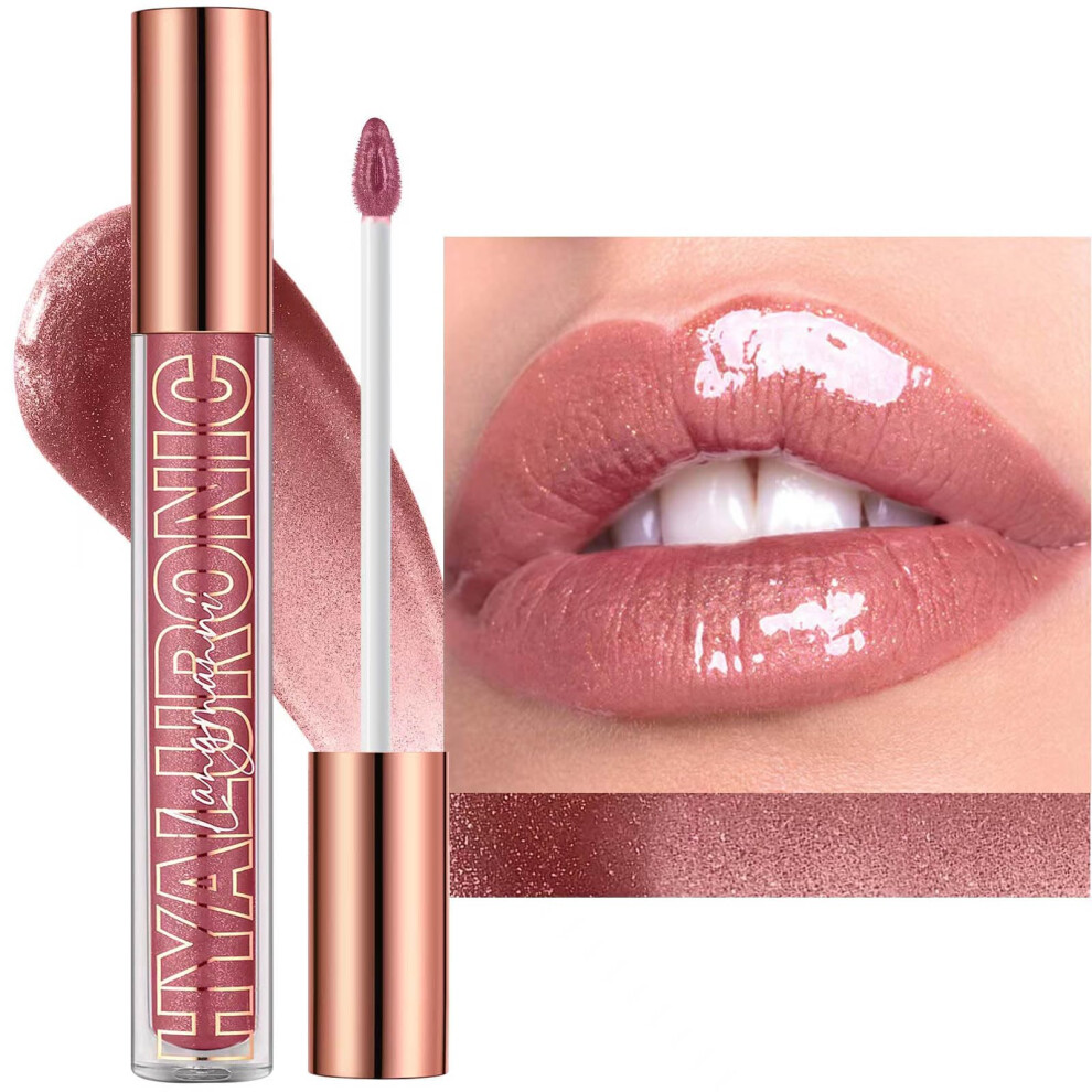 Cream,Brown Nude Brown Plumping Lip Gloss 02# With Longlasting Glitter Shine And Moisturizing Nonsticky Formula