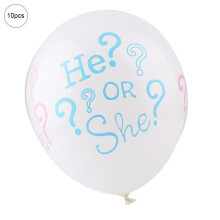 Konfettiballonger til kjønnsavsløringsfest, helium- eller luftfylte. Robuste og slitesterke lateksballonger til babyshowerdekor.