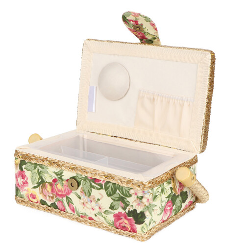 Craftsman's Haven: Sewing Basket with Comfortable PP Rope Handle, Double-Layer Storage Design for Versatile Thread Needle Storage and More, Ideal for 2
