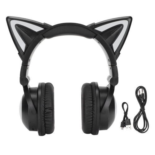 Cuffie Bluetooth 5.2 a forma di gatto con design ergonomico, effetto luce RGB personalizzabile, cuffie da gioco cablate e wireless, microfono