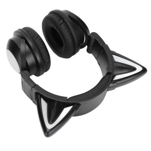Cuffie Bluetooth 5.2 a forma di gatto con design ergonomico, effetto luce RGB personalizzabile, cuffie da gioco cablate e wireless, microfono 1