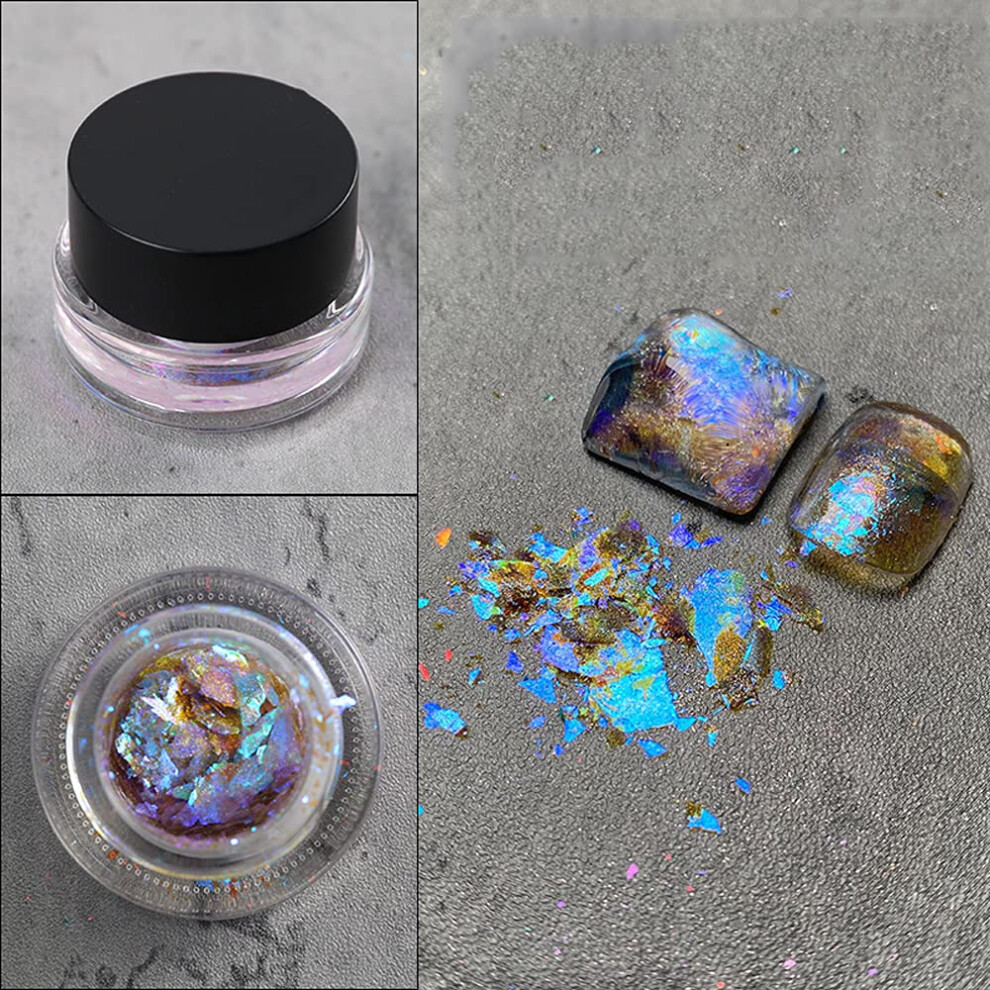 Chrome Nail Powder with Iridescent Chameleon Flakes for 3D Nail Art and LongLasting Shimmer