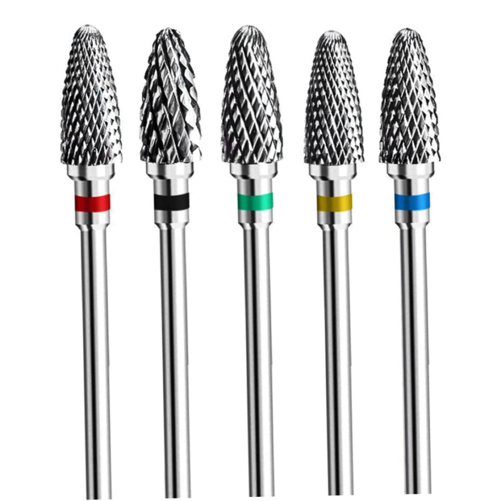 Nail Drill Bits Set for Acrylic Nails, 3/32 Inch Tungsten Carbide, Precision Cuticle Removal, 5pcs