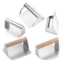 Stainless Steel Smash Burger Press and Grill Press, 14cm Square, Even Heat, Ergonomic Handle