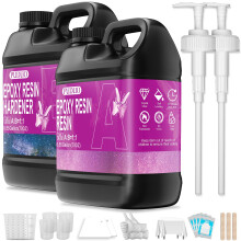 Epoxy Resin Kit 1.1 Gallon Crystal Clear Bubble Anti Yellowing Food Safe for Casting and Art