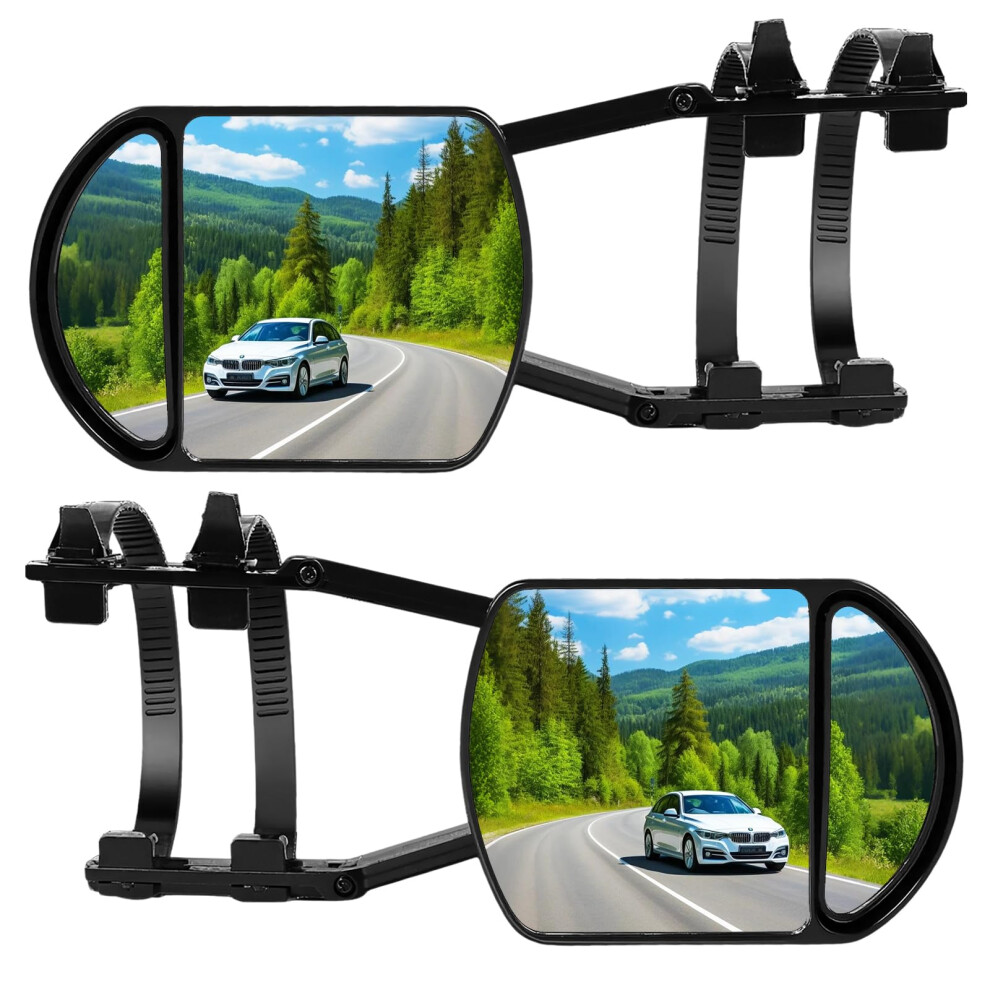 Towing Mirrors 360 Rotation Wide View Clamp On Extensions Oem Style Adjustable Dual Set 9187378004456