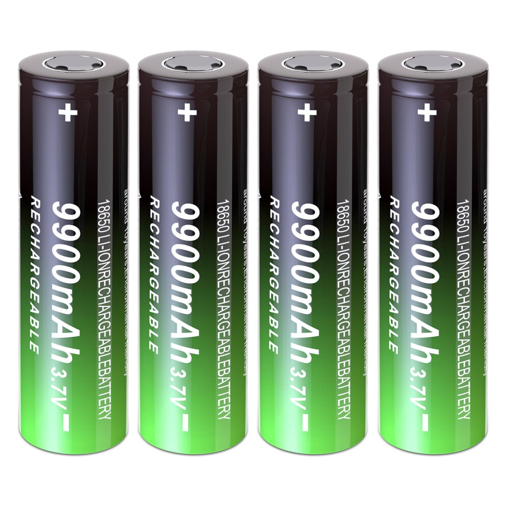 18650 Rechargeable Battery 9900Mah 3.7V Flat Lithium Ion For Flashlight 4 Pack 9199774789875