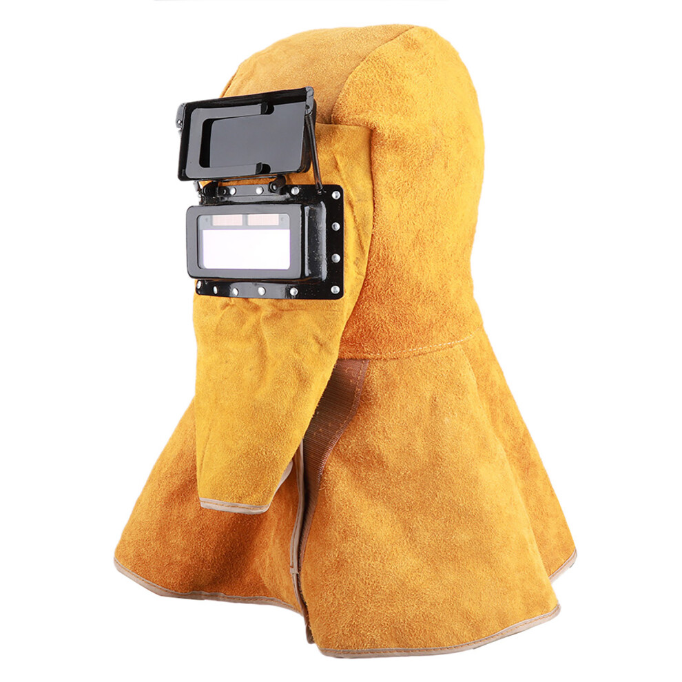 Heat Insulation Welding Helmet Shawl With Dual Lens Cowhide Anti Spatter Cover 8491379800094