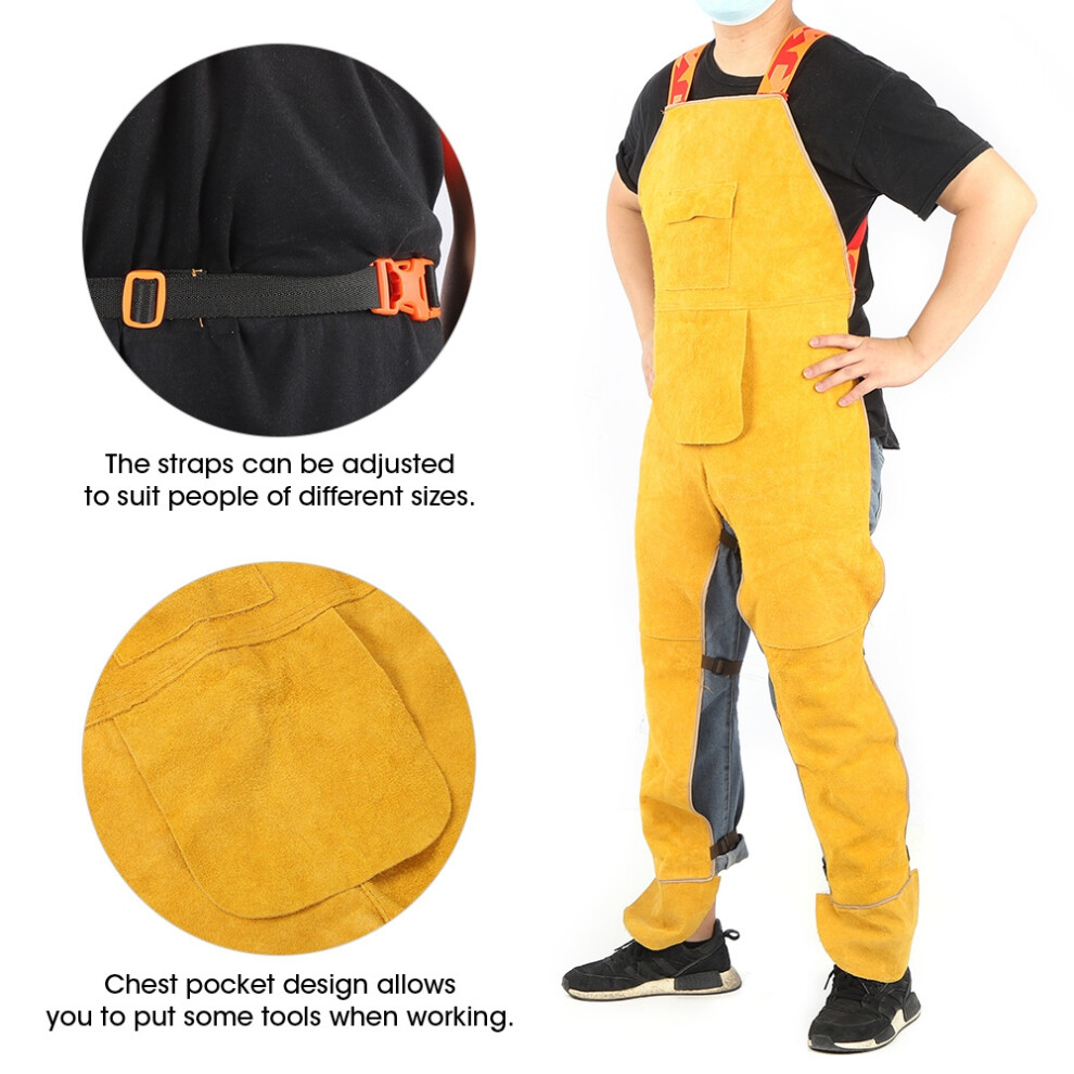 Adjustable Cowhide Welding Apron With Pocket - Heat Resistant 7891379800086