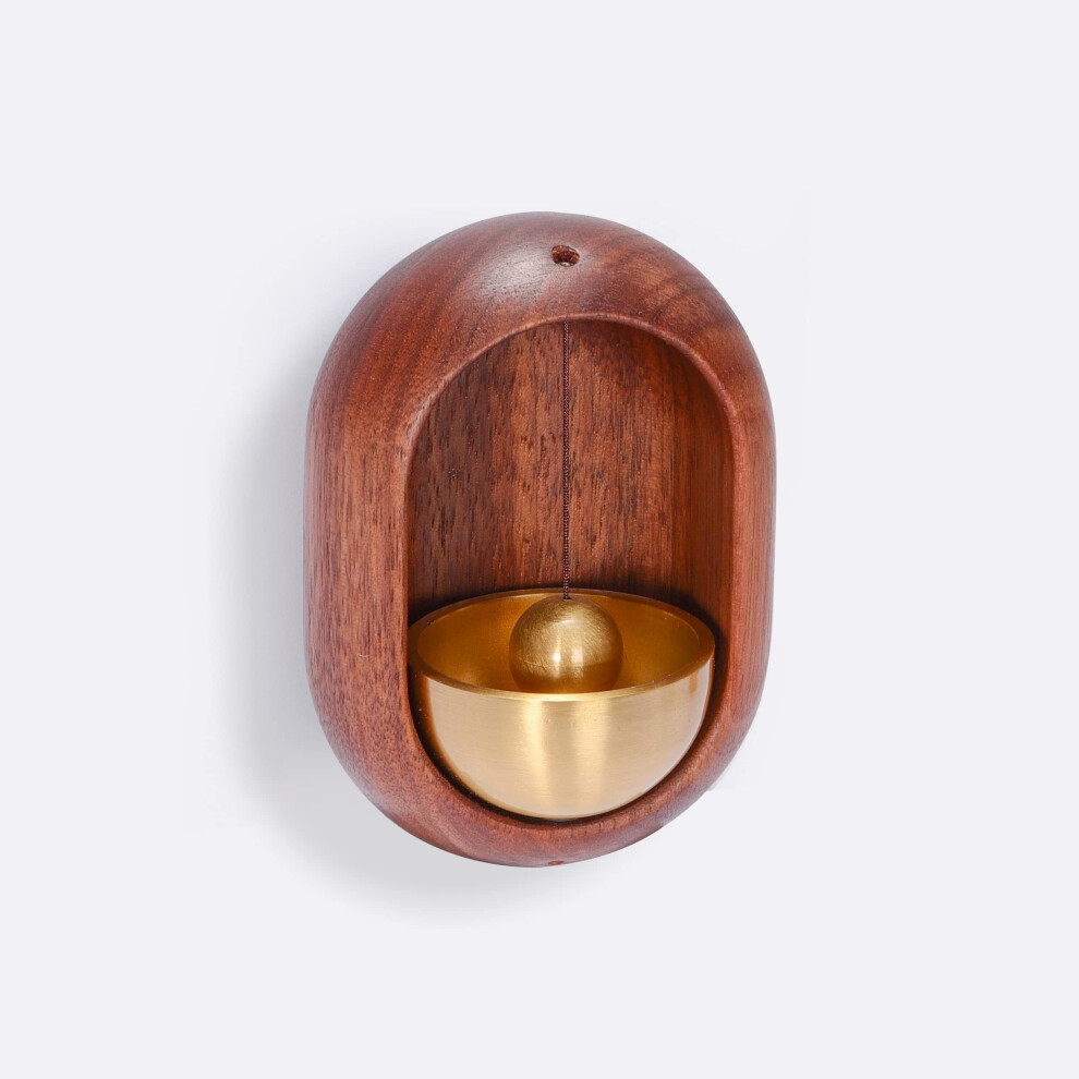 Magnetic Doorbell Chime For Store Entrance With Wood And Brass Zen Design, Walnut Finish 9199774790062