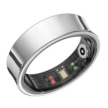 Smart Ring with Sleep and Fitness Tracking, 24/7 Health Monitor, 5ATM Waterproof, 7Day Battery, No Subscription, Silver, Size 9