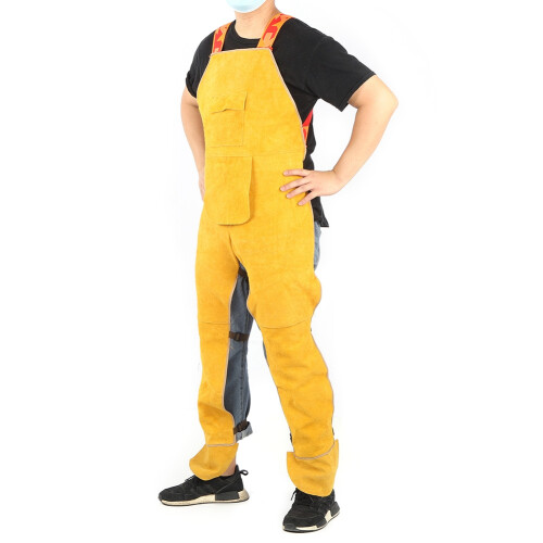 Split Leg Leather Work Apron, Comfortable Fit Durable and Fireproof Design, Adjustable Harness Flame-resistant for protection from flame and spatter 1