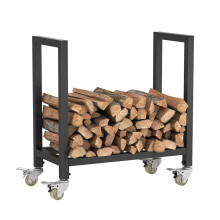 Firewood Rack with Wheels, Sturdy Metal Rolling Log Holder for Indoor Outdoor Use, Large Capacity