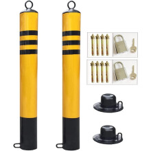 Heavy Duty Parking Bollard with Reflective Tape for Driveway and Garage Vehicle Access Control