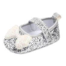 Baby Shoes Indoor Girls BowKnot Soft Soles Infant Princess Sneaker Gray Size 4 UK Child