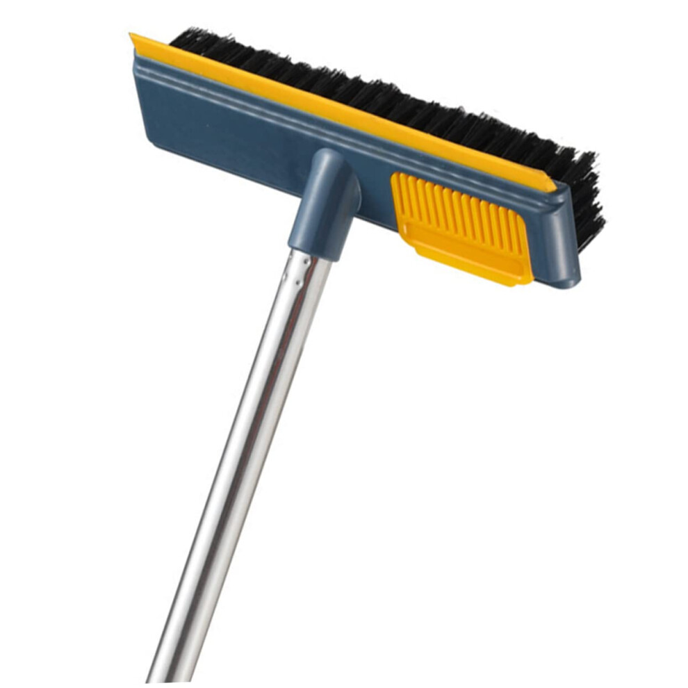 Floor Scrub Brush with Long Handle, Stiff Bristles, 2in1 Scrub and Scraper for Bathroom Tile