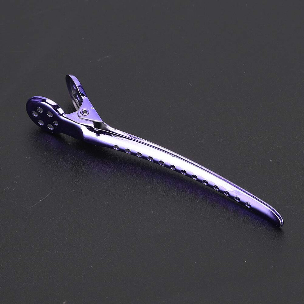 Purple 12Pcs Steel Hair Clips Duckbilled For Salon & Barber Hairdressing Tools