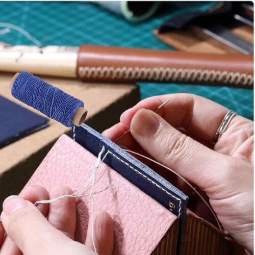 Hand Stitching Cord for Leather Projects, Flat Waxed Thread 1mm Durable Sewing String for Leather Stitching Sewing, Waterproof Sturdy Wax String 2
