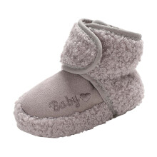 Baby Winter Warm Fleece Bootie Gray Fleece SoftSoled Toddler Bootie 012 Months UK Size 3 Unisex Shoes