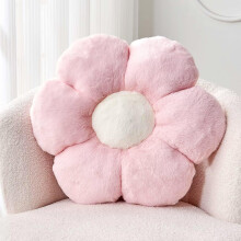 Pink Flower Throw Pillow 17.7 Inch Soft Faux Rabbit Fur Daisy Cushion for Bedroom and Home Decor