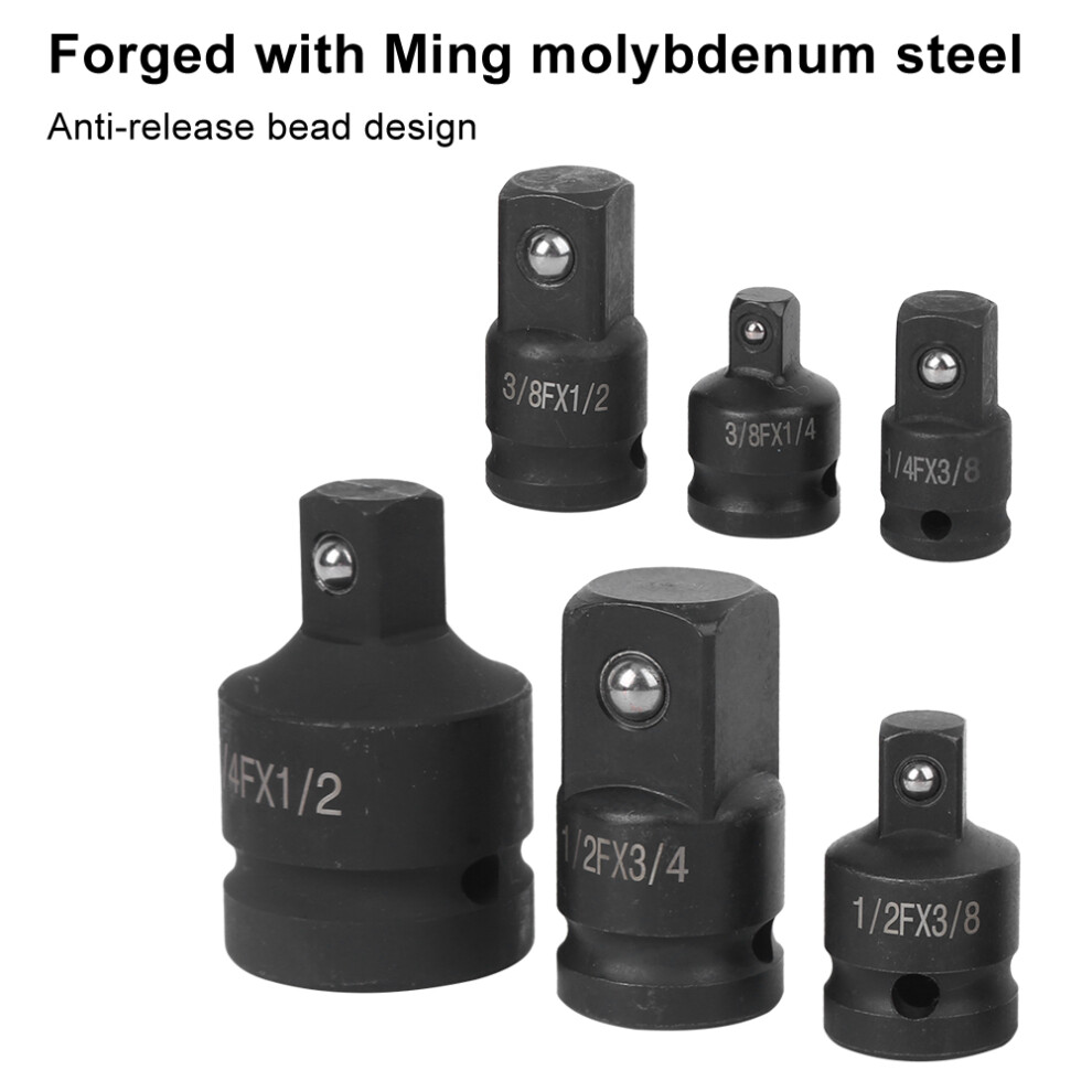 6Pcs Impact Socket Converter Set Cr-Mo Steel 1/4-Inch To 3/4-Inch 4901379803314