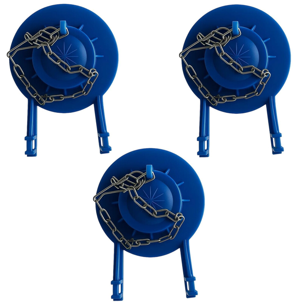 Universal Toilet Flapper Replacement 3 Pack Blue Durable Rubber Leak Prevention Quiet Flush 9094768018323