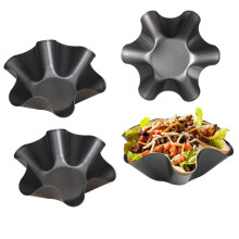 Taco Bowl Maker Set of 4 Nonstick Carbon Steel Tortilla Salad Pans for Healthy Baking
