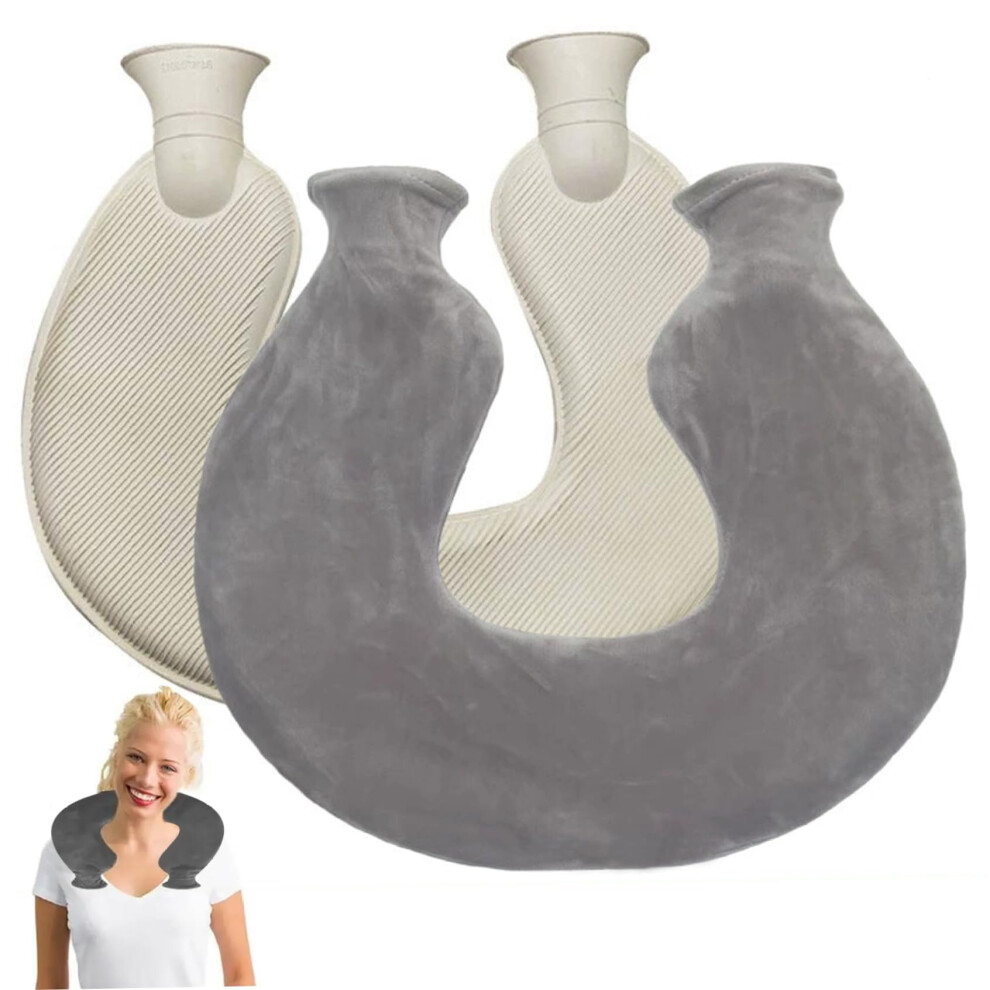 Hot Water Bottle With Cover, LeakProof Fluffy UShaped Neck And Shoulder Warmer, Bed Pouch, Cozy Comfort, Xmas Decor