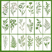 Flower Stencils 18 Pcs Reusable Plant And Flower Stencil Set For Painting On Wood Wall, Canvas Scrapbooking Card Making